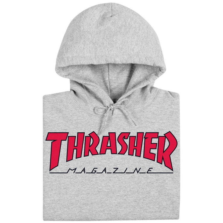 Thrasher hood "OUTLINED" GREY/RED