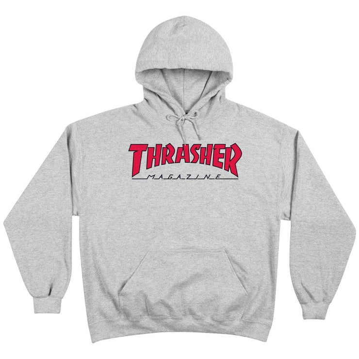 Thrasher hood "OUTLINED" GREY/RED